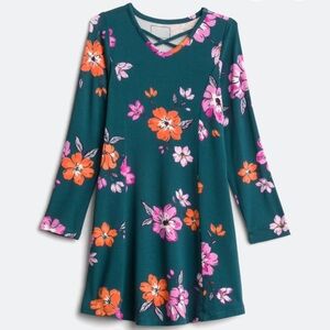 Charming Floral Kids Dress in Teal